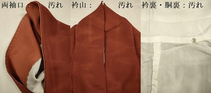 平和屋着物■上質な色無地　霞地紋　赤丹色　正絹　逸品　DABG7641ya