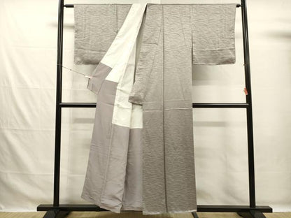 平和屋着物■上質な色無地　芝地紋　銀鼠色　正絹　逸品　DABG7642ya