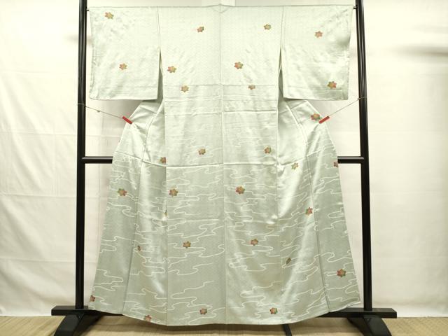 平和屋着物■上質な小紋　流水楓文　鹿の子　正絹　逸品　DABG7649ya