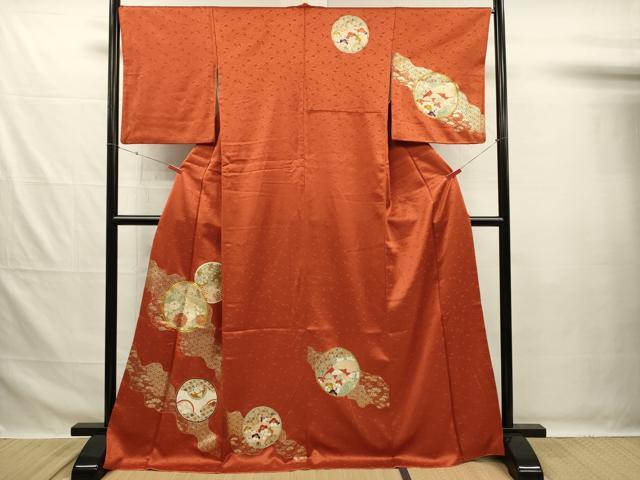 平和屋着物■訪問着　駒刺繍　花丸文　金彩　正絹　逸品　DABG7650ya