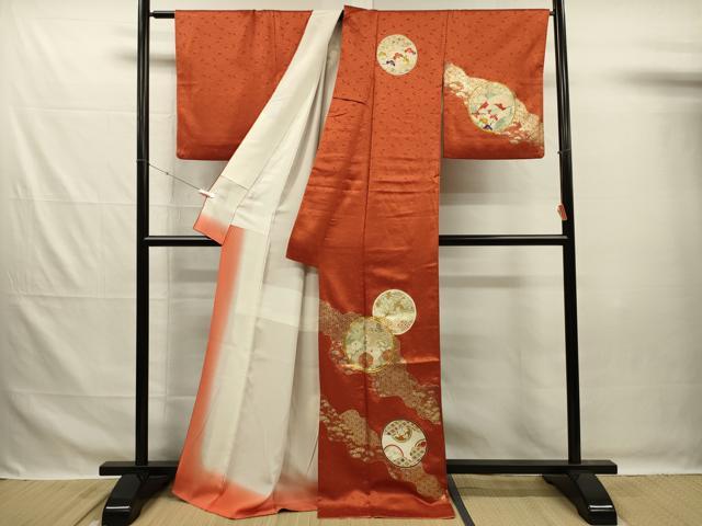 平和屋着物■訪問着　駒刺繍　花丸文　金彩　正絹　逸品　DABG7650ya