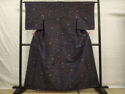 平和屋着物■上質な紬　花尽くし　正絹　逸品　DABG7653ya