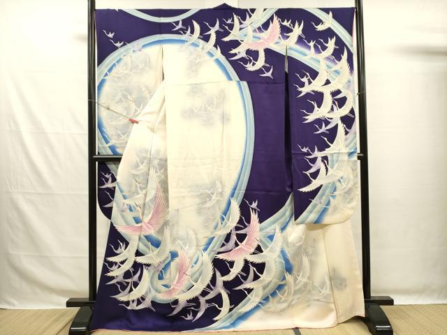 平和屋着物■豪華振袖　飛鶴文　暈し染め　正絹　逸品　DABG7657ya