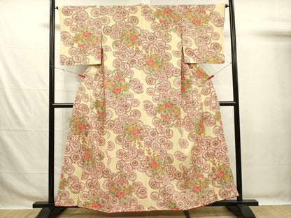平和屋着物■上質な小紋　型染め　草花文　菊尽くし　正絹　逸品　DABG7662ya