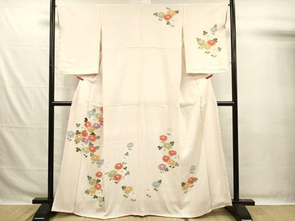 平和屋着物■訪問着　駒刺繍　菊　銀彩　正絹　逸品　DABG7663ya
