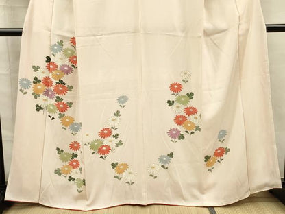 平和屋着物■訪問着　駒刺繍　菊　銀彩　正絹　逸品　DABG7663ya