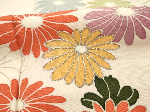 平和屋着物■訪問着　駒刺繍　菊　銀彩　正絹　逸品　DABG7663ya
