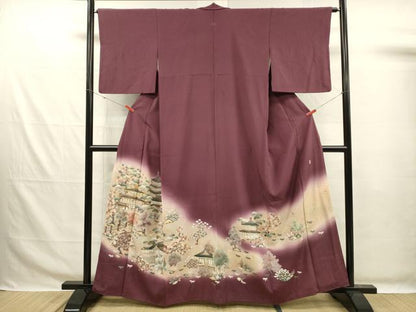 平和屋着物■豪華色留袖　作家物　風景花松文　枝梅　暈し染め　金糸　金通し地　正絹　逸品　DABG7667ya