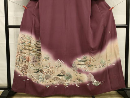 平和屋着物■豪華色留袖　作家物　風景花松文　枝梅　暈し染め　金糸　金通し地　正絹　逸品　DABG7667ya