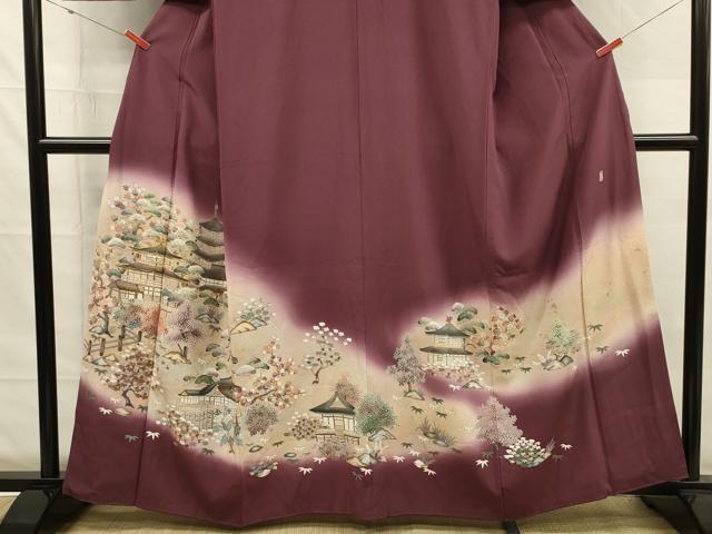 平和屋着物■豪華色留袖　作家物　風景花松文　枝梅　暈し染め　金糸　金通し地　正絹　逸品　DABG7667ya