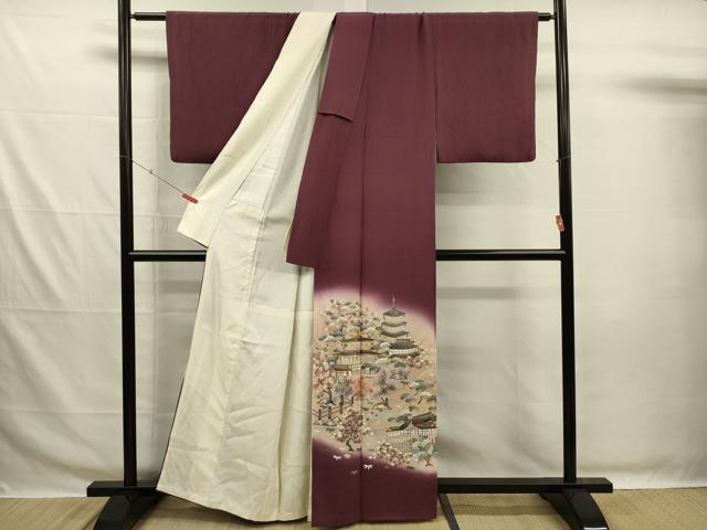 平和屋着物■豪華色留袖　作家物　風景花松文　枝梅　暈し染め　金糸　金通し地　正絹　逸品　DABG7667ya
