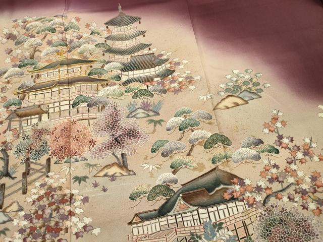 平和屋着物■豪華色留袖　作家物　風景花松文　枝梅　暈し染め　金糸　金通し地　正絹　逸品　DABG7667ya