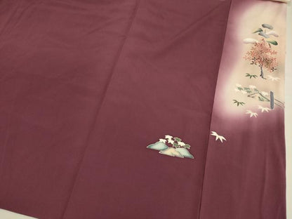 平和屋着物■豪華色留袖　作家物　風景花松文　枝梅　暈し染め　金糸　金通し地　正絹　逸品　DABG7667ya