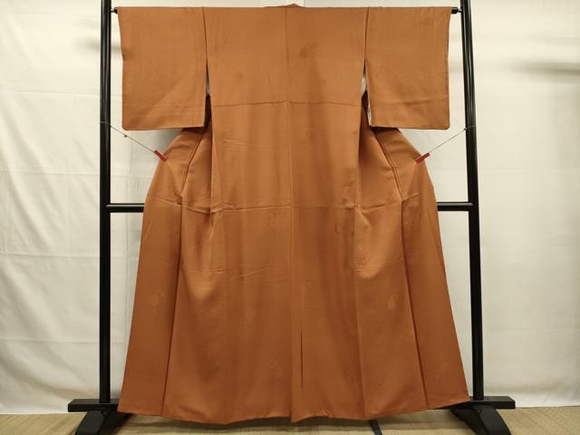 平和屋着物■上質な色無地　鏡裏花地紋　土色　正絹　逸品　DABG7670ya