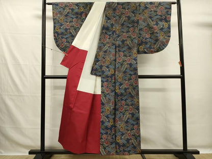 平和屋着物■本場大島紬　総絣　舞花文　青海波　正絹　逸品　DABG7679ya