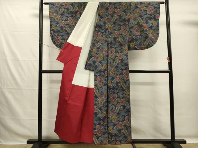 平和屋着物■本場大島紬　総絣　舞花文　青海波　正絹　逸品　DABG7679ya