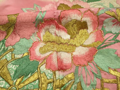 平和屋着物■豪華振袖　駒刺繍　総刺繍　花車文　暈し染め　金糸　正絹　逸品　DABG7680ya