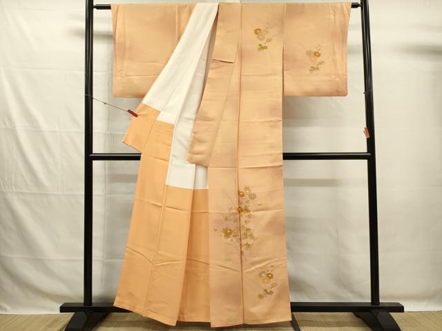 平和屋着物■訪問着　駒刺繍　草花文　暈し染め　金彩　正絹　逸品　DABG7681ya