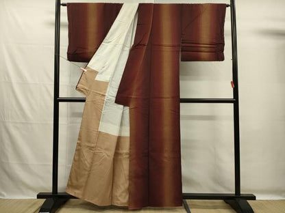 平和屋着物■上質な紬　間道　暈し染め　正絹　逸品　DABG7691ya