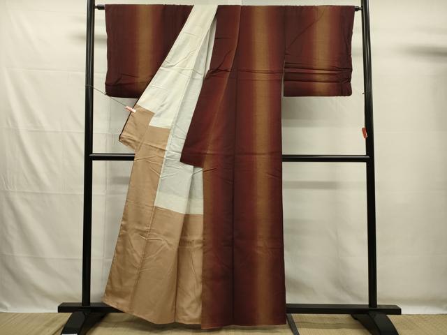 平和屋着物■上質な紬　間道　暈し染め　正絹　逸品　DABG7691ya