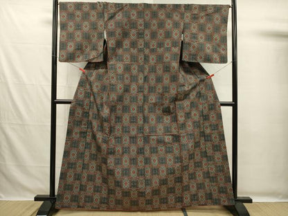 平和屋着物■本場大島紬　7マルキ　抽象花文　正絹　逸品　DABG7692ya