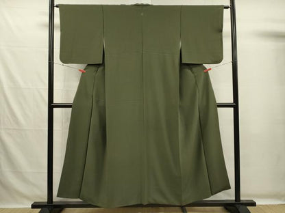 平和屋着物■上質な色無地　麹塵色　正絹　逸品　DABG7701ya