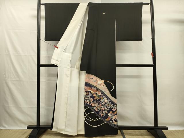 平和屋着物■豪華黒留袖　鳳凰絵巻花文　金彩　正絹　逸品　DABG7716ya