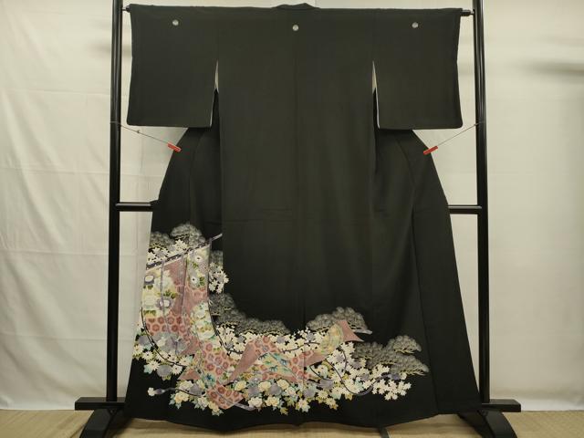平和屋着物■豪華黒留袖　几帳花文　正絹　逸品　DABG7718ya