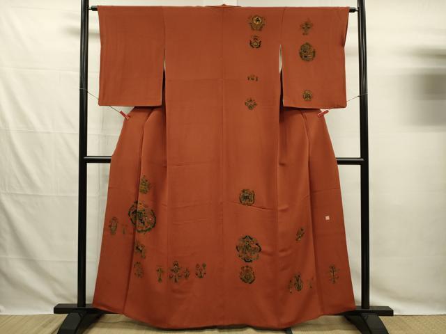 平和屋着物■訪問着　作家物　古代文明文様　鬼しぼ縮緬　正絹　逸品　DABG7810ya