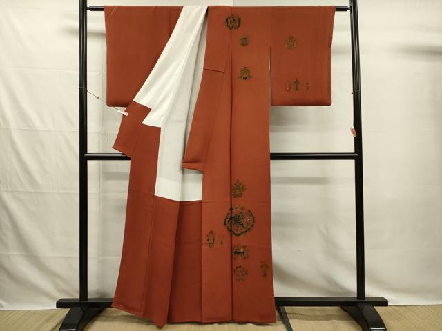 平和屋着物■訪問着　作家物　古代文明文様　鬼しぼ縮緬　正絹　逸品　DABG7810ya