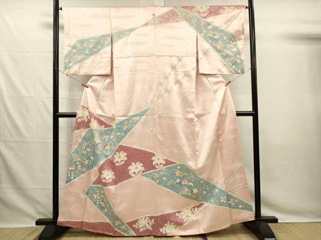 平和屋着物■訪問着　刺繍　草花文　金彩　正絹　逸品　DABG7814ya