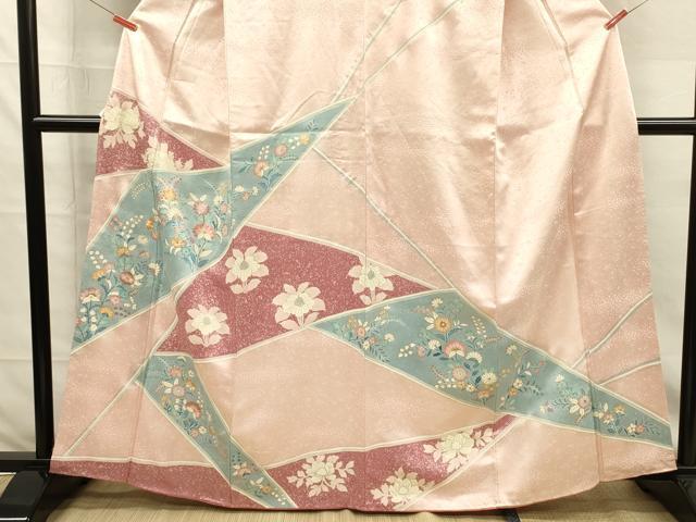平和屋着物■訪問着　刺繍　草花文　金彩　正絹　逸品　DABG7814ya