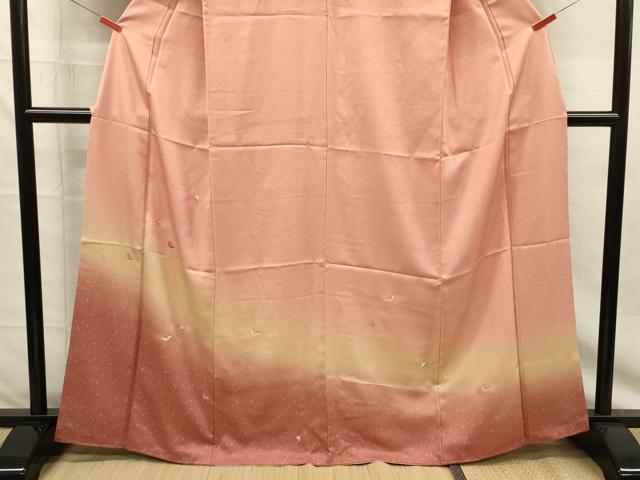 平和屋着物■訪問着　駒刺繍　舞蝶文　暈し染め　金糸　正絹　逸品　DABG7815ya