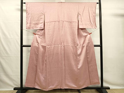 平和屋着物■上質な色無地　花尽くし地紋　桃花色　正絹　逸品　DABG7816ya