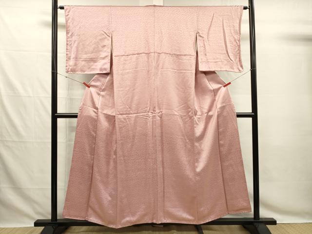 平和屋着物■上質な色無地　花尽くし地紋　桃花色　正絹　逸品　DABG7816ya