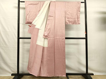 平和屋着物■上質な色無地　花尽くし地紋　桃花色　正絹　逸品　DABG7816ya