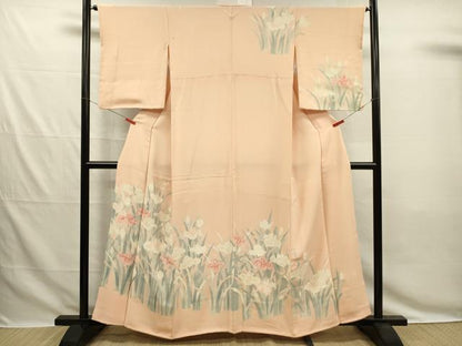 平和屋着物■訪問着　友禅　刺繍　杜若文　正絹　逸品　DABG7817ya
