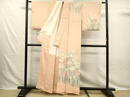 平和屋着物■訪問着　友禅　刺繍　杜若文　正絹　逸品　DABG7817ya
