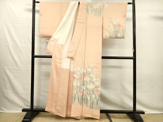 平和屋着物■訪問着　友禅　刺繍　杜若文　正絹　逸品　DABG7817ya