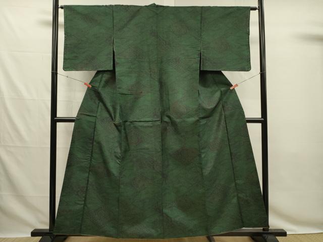 平和屋着物■上質な紬　笹の葉流水文　正絹　逸品　DABG7818ya