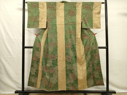 平和屋着物■上質な小紋　牡丹尽くし　間道　正絹　逸品　DABG7824ya