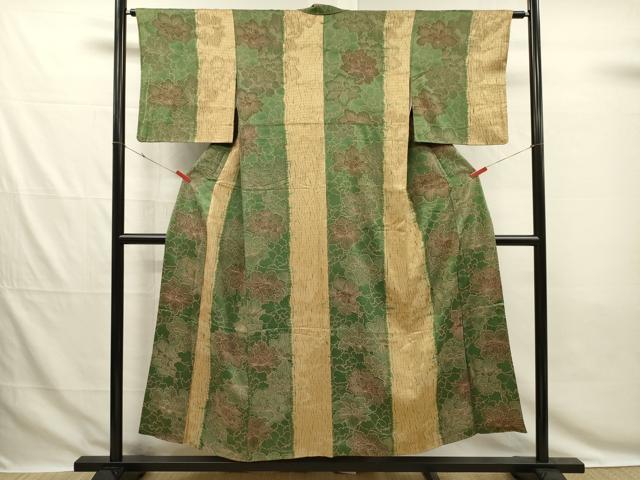 平和屋着物■上質な小紋　牡丹尽くし　間道　正絹　逸品　DABG7824ya