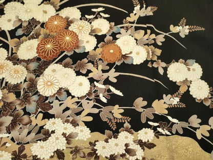 平和屋着物■豪華黒留袖　駒刺繍　菊尽くし　金彩　正絹　逸品　DABG7829ya