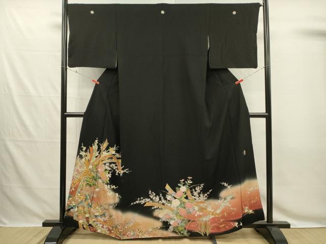 平和屋着物■豪華黒留袖　作家物　束ね熨斗花文　暈し染め　金彩　正絹　逸品　DABG7839ya