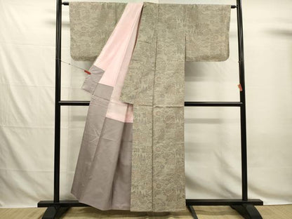 平和屋着物■本場大島紬　7マルキ　風景花文　正絹　逸品　DABG7844ya