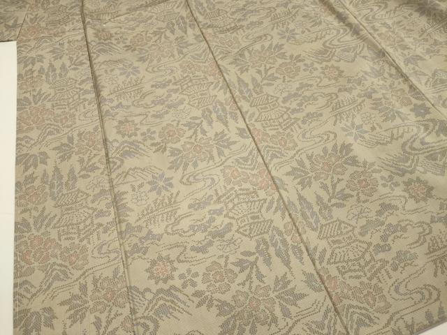 平和屋着物■本場大島紬　7マルキ　風景花文　正絹　逸品　DABG7844ya