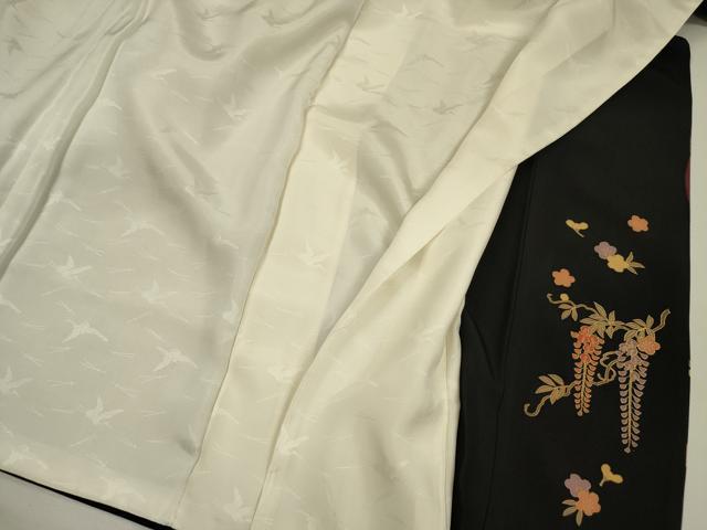 平和屋着物■豪華黒留袖　作家物　駒刺繍　飛鶴花車文　金彩　正絹　逸品　DABG7845ya