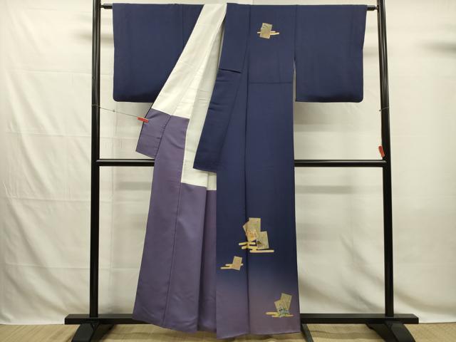平和屋着物■訪問着　かるた　詩歌　暈し染め　金彩　正絹　逸品　DABG7850ya