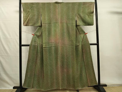 平和屋着物■上質な小紋　総絞り　間道　正絹　逸品　DABG7858ya