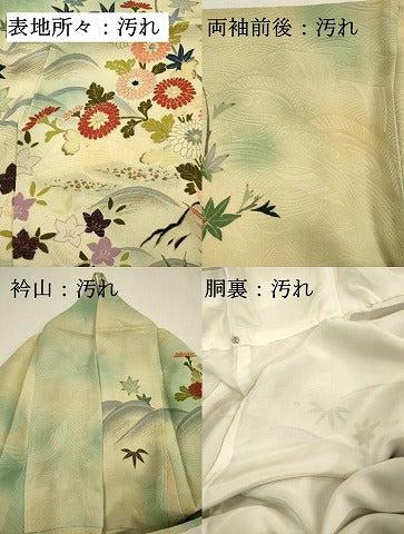 平和屋着物■訪問着　刺繍　立波草花文　暈し染め　銀糸　正絹　逸品　DABG7860ya